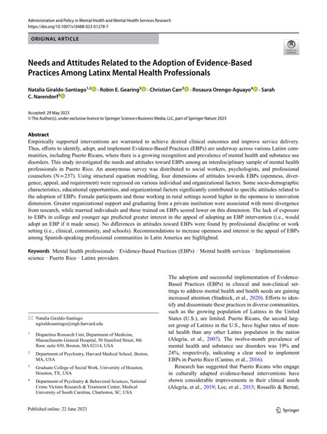 Pdf Needs And Attitudes Related To The Adoption Of Evidence Based