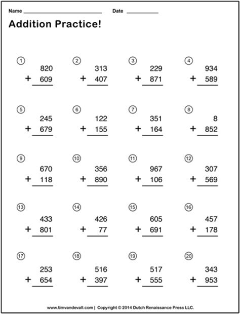 It's normal for children to be a grade below or above the suggested level, depending on how much practice they've had at the skill in the past and how the curriculum in. Triple Digit Addition Worksheets