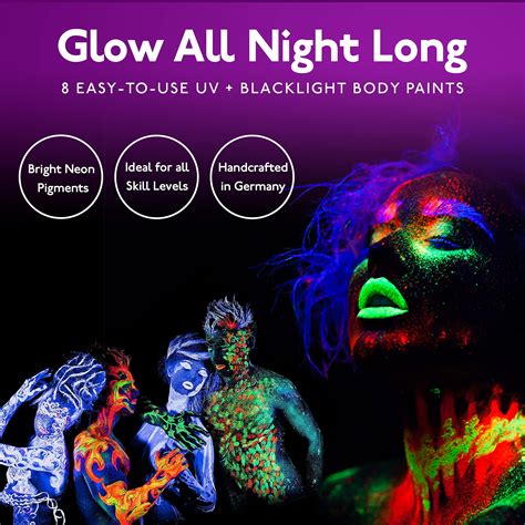 Neon Nights Uv Body Paint Set Blacklight Glow Makeup Kit