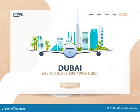 Dubai Travel Banner Or Web Template For Web Site Or Landing Page Time