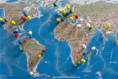 World Map With Pins To Mark Travels In Pdf