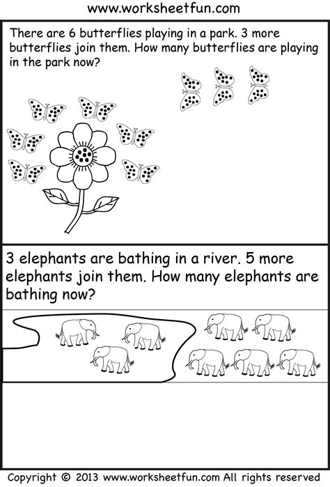 free printable kindergarten story math problems | Picture Word Problems -Addition Word Problem ...