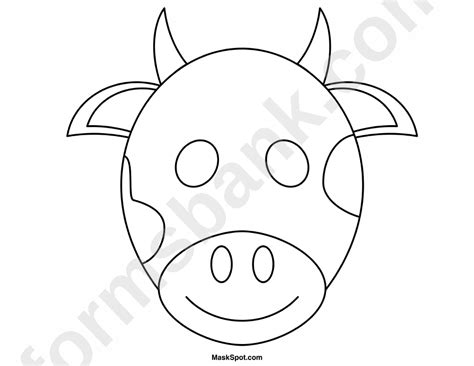 Cow Mask Template To Color Printable Pdf Download