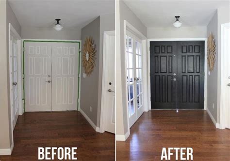 Black Door Before And After Painting Inside Of Front Door Black Diy
