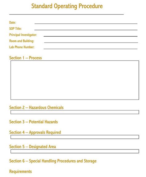 Standard Operating Procedures Template Free For Your Needs