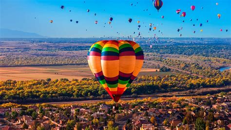 Hot Air Balloons Flying During The Albuquerque International Balloon