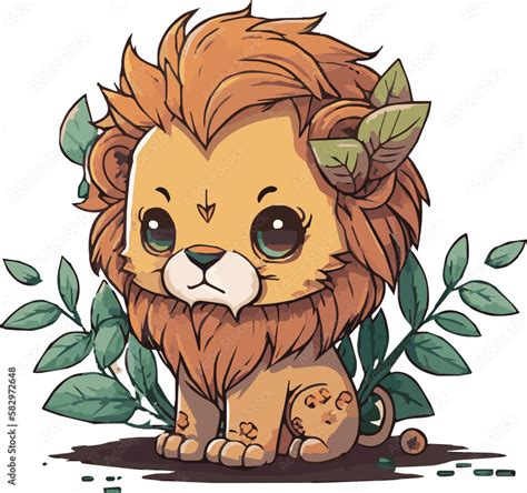 Premium Cute And Chibi Lion Vector For Illustration Lion Cartoons