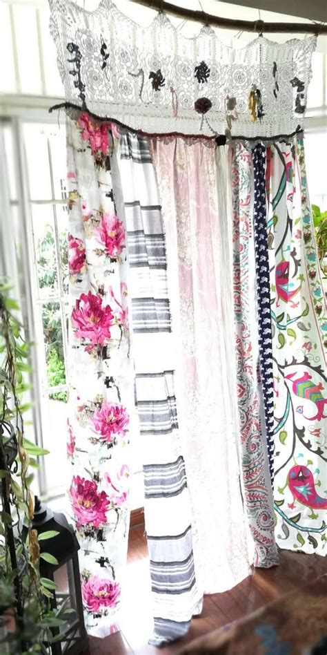 Ruffled Bohemian Vintage Lace Curtain Shabby Boho Chic Etsy In 2020