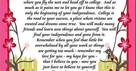 Going Off To College With Love Touching 8x10 Poem With Quotes Off To College