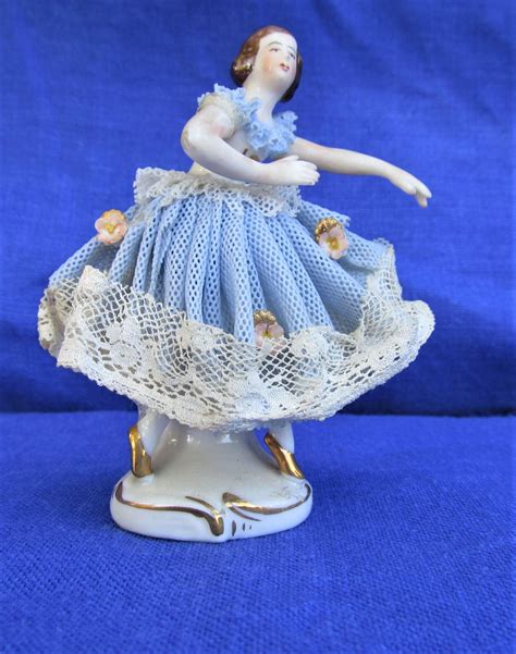 Miniature Lace Figurine Vintage Collectable Of A Ballerina Dancer