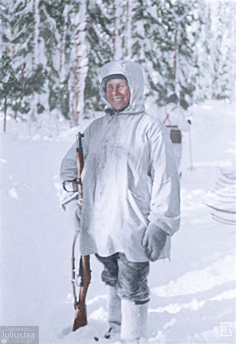 Finnish Sniper Simo Häyhä In Loimola Finland 1940 02 01 Colorized
