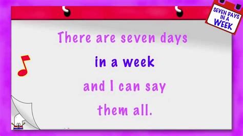 The 7 Days Of The Week Childrens Song Seven Days In A Week