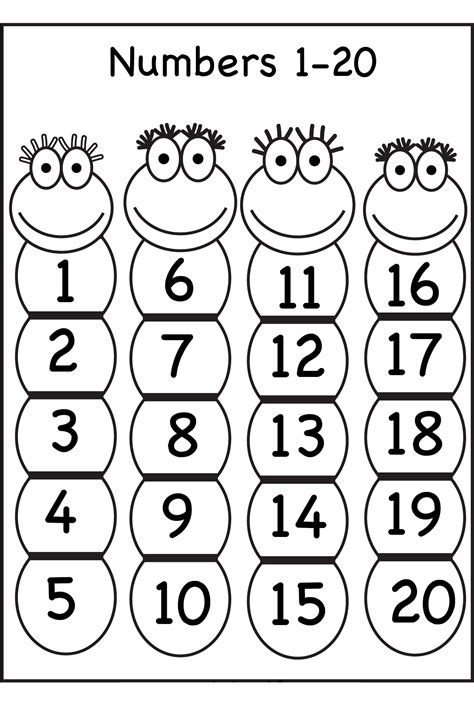 Number Coloring Pages 1 20 Worksheets Worksheetscity