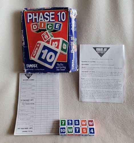 Phase 10 Dice Game 1998 Complete Instructions Score Pads 2721 Fundex Ebay