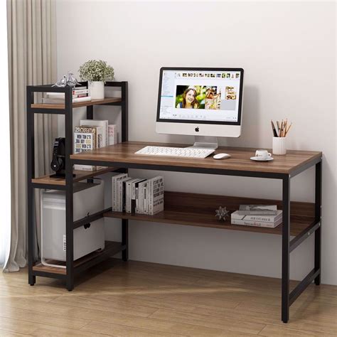 Create a smart and professional office with computer desks at discounted prices. Tribesigns Computer Desk with 4-Tier Storage Shelves, 60 ...