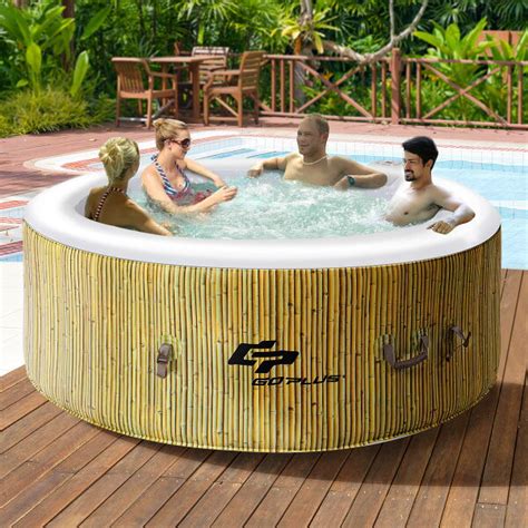 Goplus 4 Person Inflatable Hot Tub Jets Bubble Massage Spa White Sold By Costway Shop