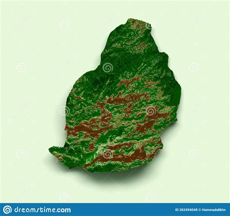 Mauritius Topographic Map 3d Realistic Map Color 3d Illustration Stock