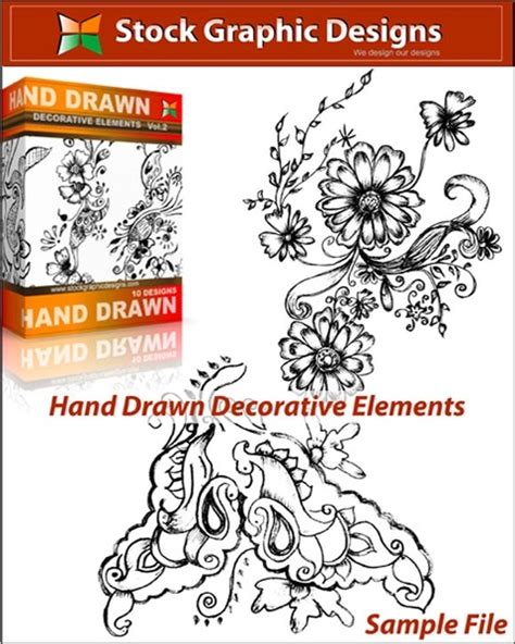 Hand Drawn Decorative Elements Vectors Graphic Art Designs In Editable