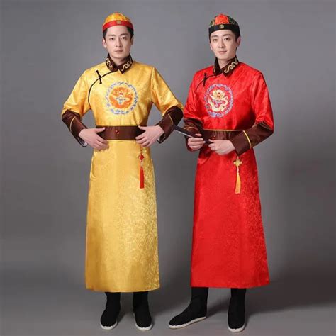 Male Chinese Traditional Costume Long Robe Gown Tang Dynasty Costume For Stage Men Ancient