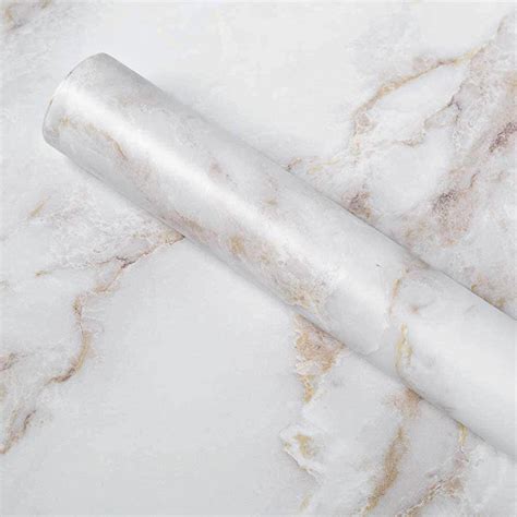 Homein Marble Paper Whitegold 175 X 787 Inch Self Adhesive