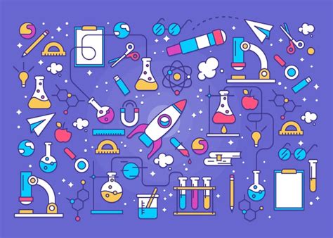 Free Colorful Science Education Background With Rocket Free Vector