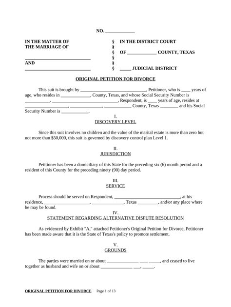 Texas Original Petition Divorce Form Fill Out And Sign Printable Pdf Template Signnow