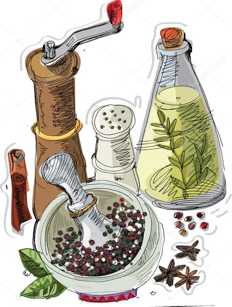 Still Life With Spices Cartoon — Stock Vector © Iralu1 31957845