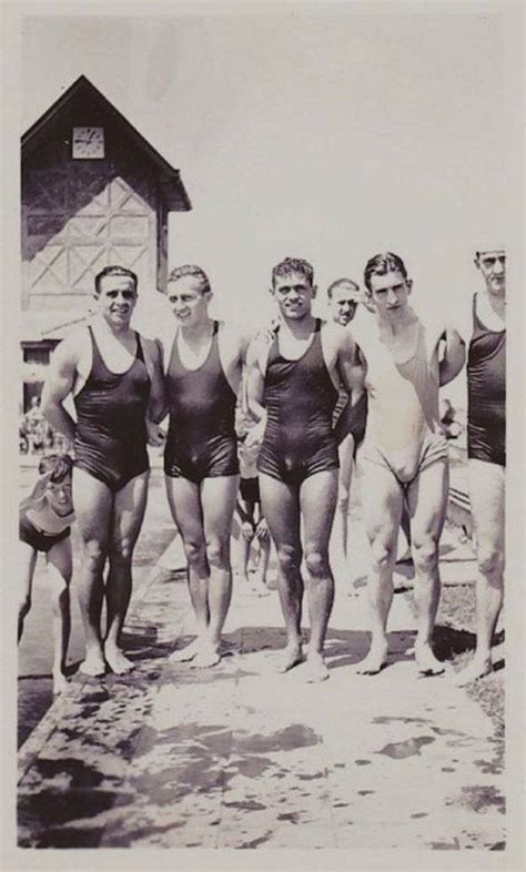 Four Men In Vintage Swimwear Circa S Vintage Swimwear Vintage