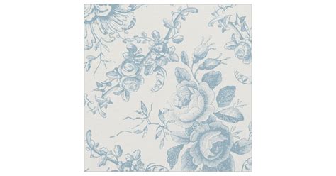 Elegant Engraved Blue And White Floral Toile Fabric Zazzle