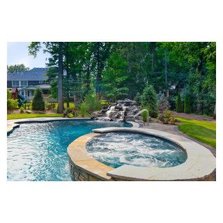 Naperville Il Freeform Swimming Pool With Raised Hot Tub Traditional