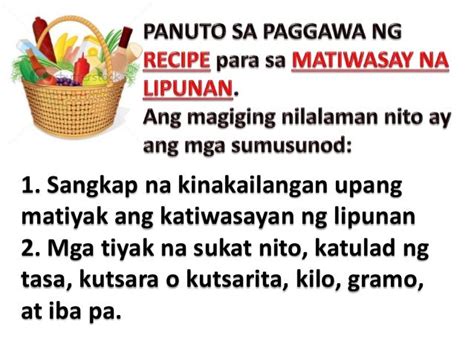 Recipe Para Sa Matiwasay Na Lipunan Mga Paksa