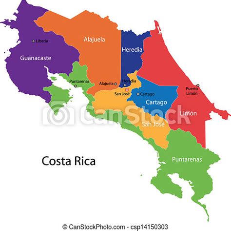 Vector Clipart Of Costa Rica Map Map Of The Republic Of Costa Rica