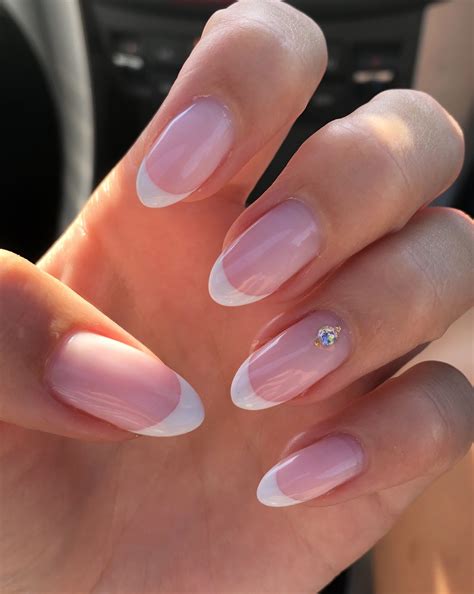 Almond Wedding French Manicure With Gems French Manicure Designs