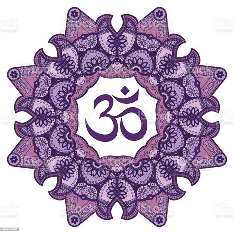 Colored Mandala With The Ohm Symbol Decorative Pattern In Oriental