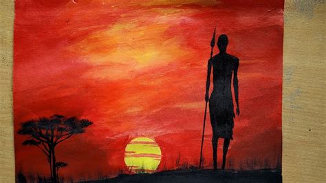 Easy Trick Red Sunset In Africa Painting An African Landscape With