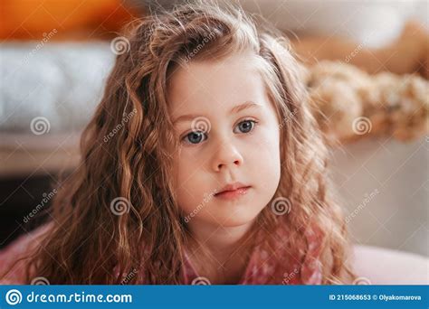 Portrait Of A Beautiful Brooding Girl With Curly Hair Stock Image Image Of Attractive Hair