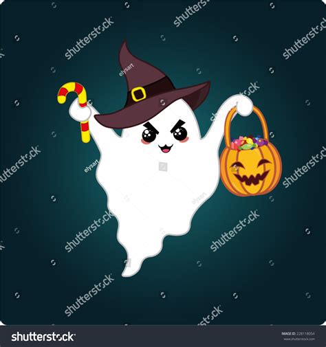 Funny Cartoon Ghost Halloween Vector Illustration Vector De Stock