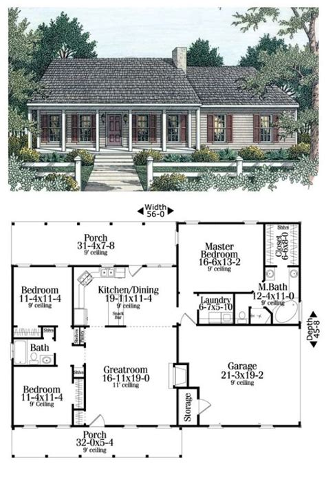 House Plan 40026 | Total living area: 1492 sq ft, 3 ...