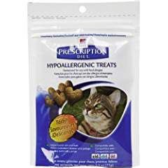 The hypoallergenic diet consists of cat food made up of hydrolyzed proteins—the proteins have been altered so the cat's immune system can't detect any the chicken proteins in this prescription diet food for cats with allergies are hydrolyzed to prevent your cat's immune system from reacting to them. Hill's Prescription Diet Hypoallergenic Feline Treats - 2 ...