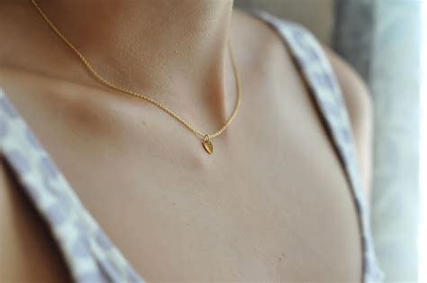 Sweet Lucy Tiny Leaf Charm On A Gold Filled Chain Simple Gold