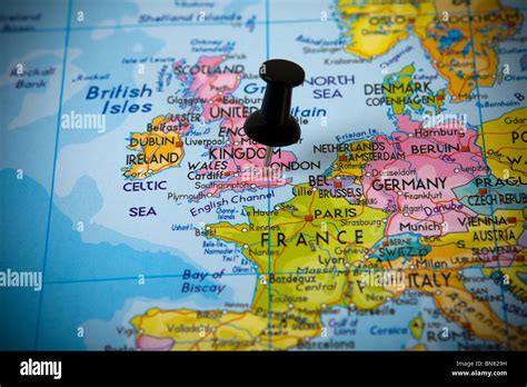 Small Pin Pointing On London Uk In A Map Of Europe Stock Photo Alamy