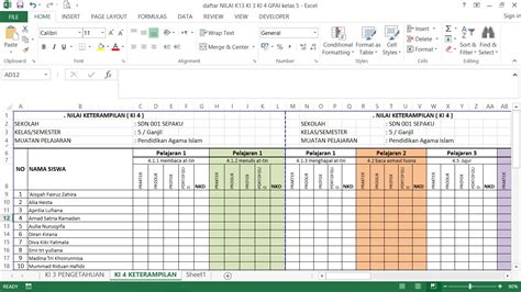 Format Penilaian Kurikulum Smk Excel Mari Semua Dansa Denganku Lirik