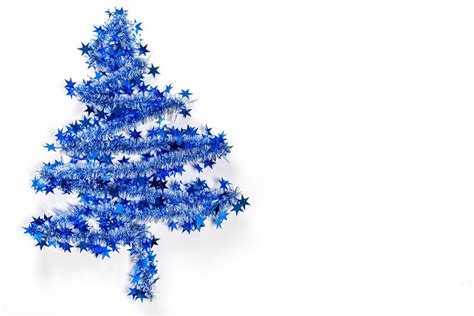 Blue Christmas Tree On White Background With Free Space Creative