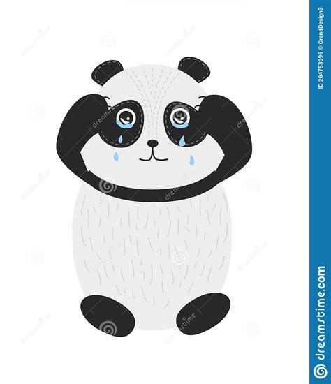Sad Panda The Panda Is Crying Vector Illustration Stock Vector