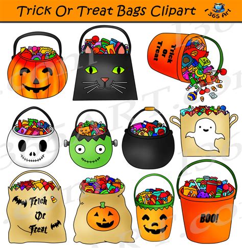 Trick Or Treat Bags Clipart Halloween Set Clipart 4 School