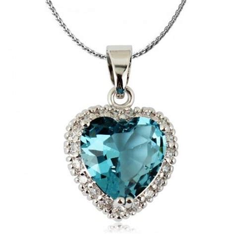 Best Elements Jewelry All Product Tags Heart Shaped Crystal Pendant Necklace Blue Zircon Crystal