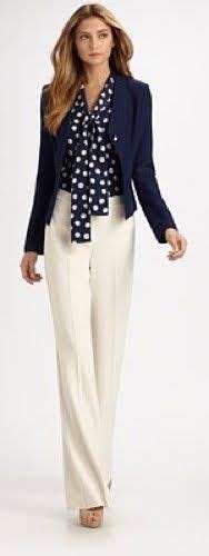 Outfit Post Tie Blouse Blazer Cream Pant Fashion