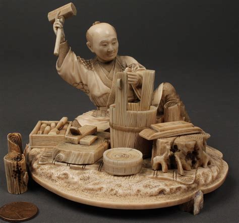 Lot 6 Japanese Carved Ivory Figure Carpenter