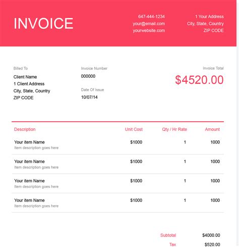If you need more options, for example to upload a logo, click the link below. PDF Invoice Template | Free Download | Send in Minutes