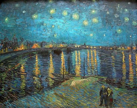 Below the exploding stars, the village is a place of quiet order. Starry Night Over The Rhone Vincent Van Gogh Reproduction ...